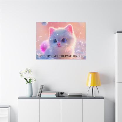 Inspirational Pastel Kitten Canvas - "Live in the Present" Wall Art