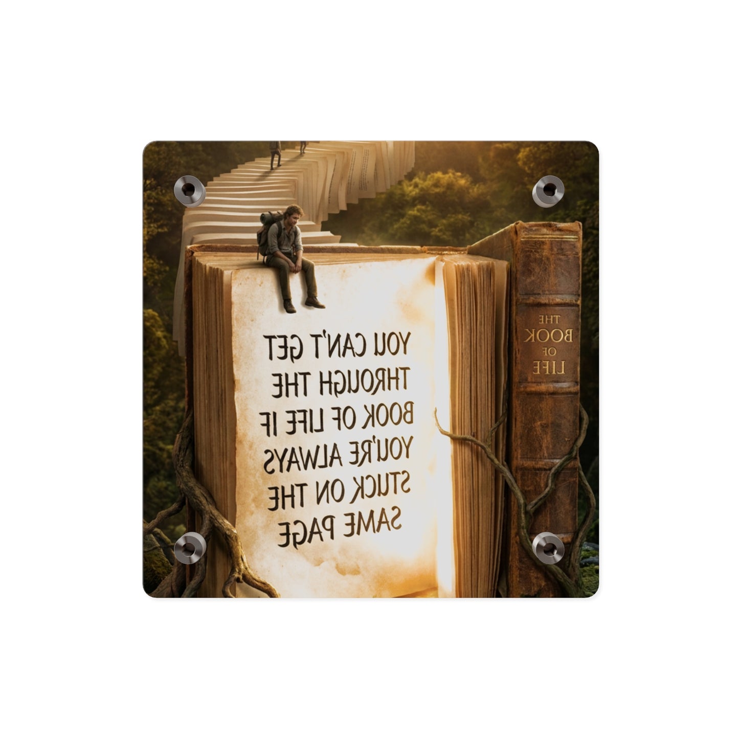 Acrylic Wall Art — "You Can't Get Through the Book of Life" Inspirational Quote Panel