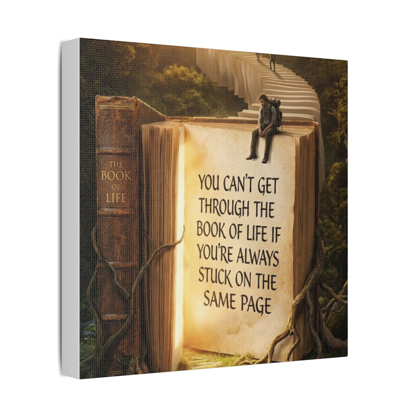 Inspirational Canvas Wall Art – "You Can't Get Through the Book of Life" Stretched Print