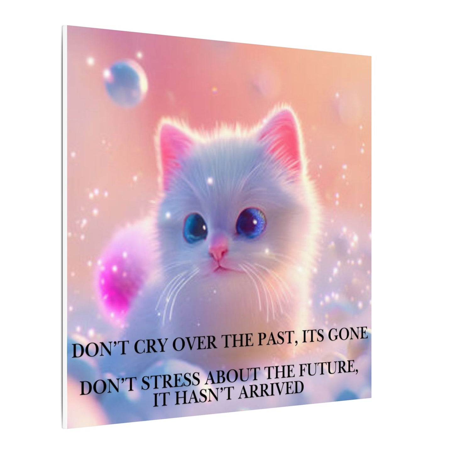 Inspirational Pastel Kitten Canvas - "Live in the Present" Wall Art