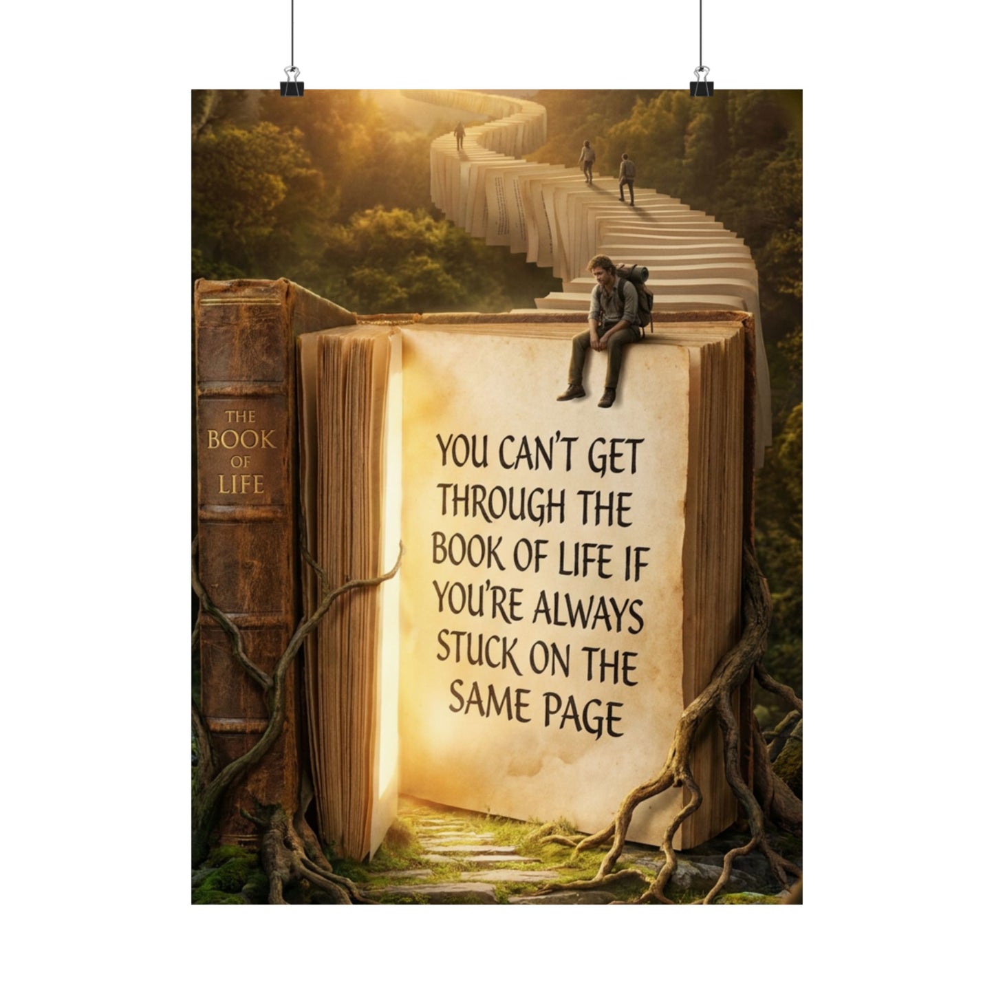 Inspirational Satin Poster — "You Can't Get Through The Book of Life" Quote