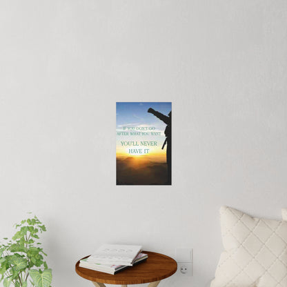 Motivational Wall Decal – "If You Don't Go After What You Want, You'll Never Have It" Sunset Silhouette