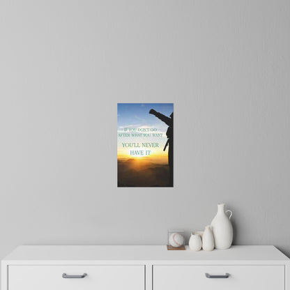 Motivational Wall Decal – "If You Don't Go After What You Want, You'll Never Have It" Sunset Silhouette