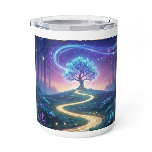 10oz Insulated Travel Mug — Enchanted Night Tree Fantasy Landscape