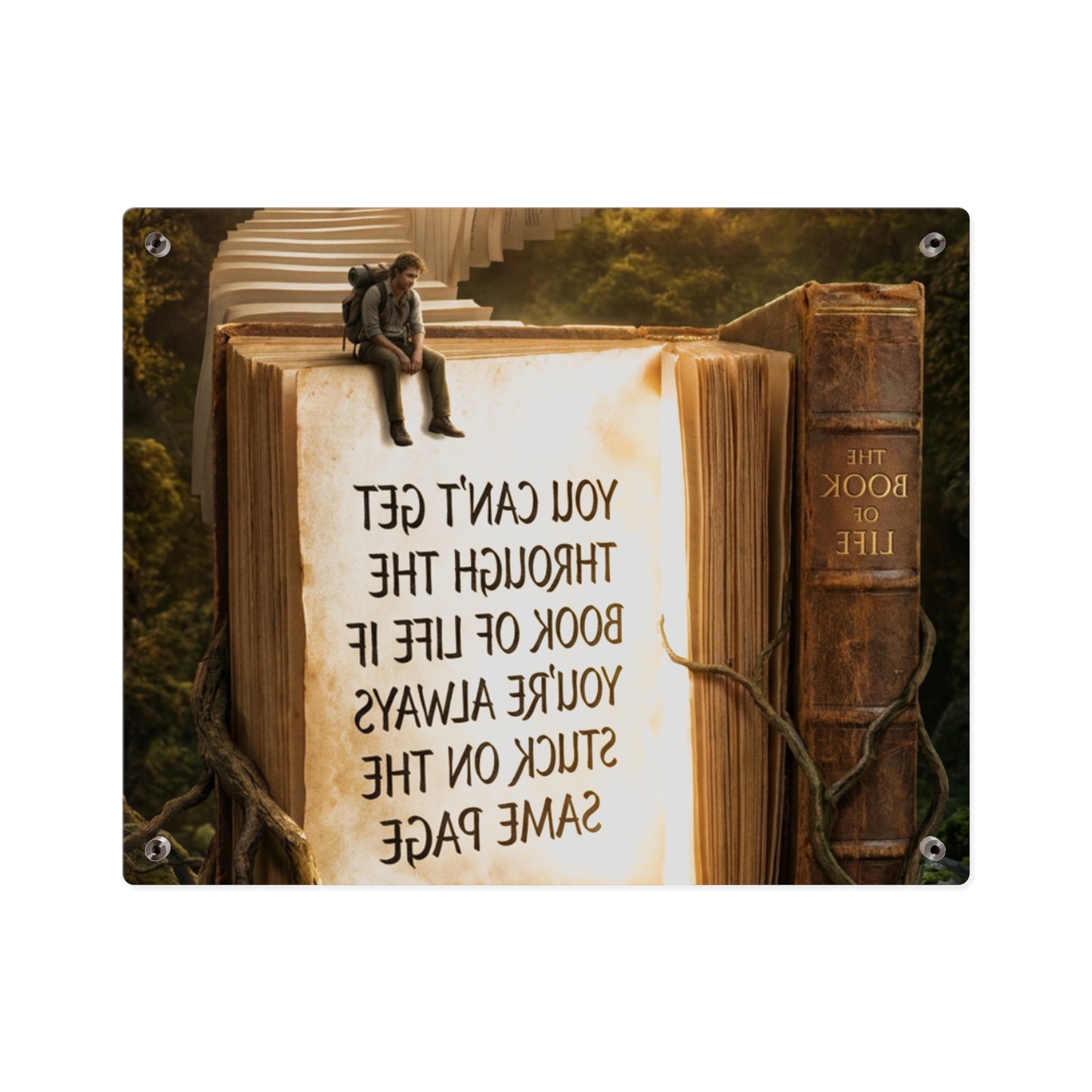 Acrylic Wall Art — "You Can't Get Through the Book of Life" Inspirational Quote Panel