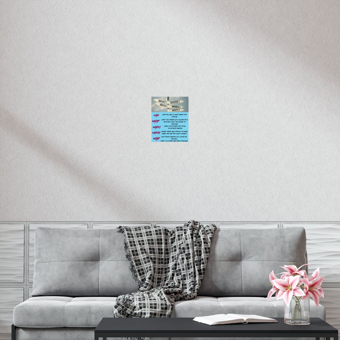 Inspirational 5 Ws Poster — Who What When Where Why Motivational Wall Art