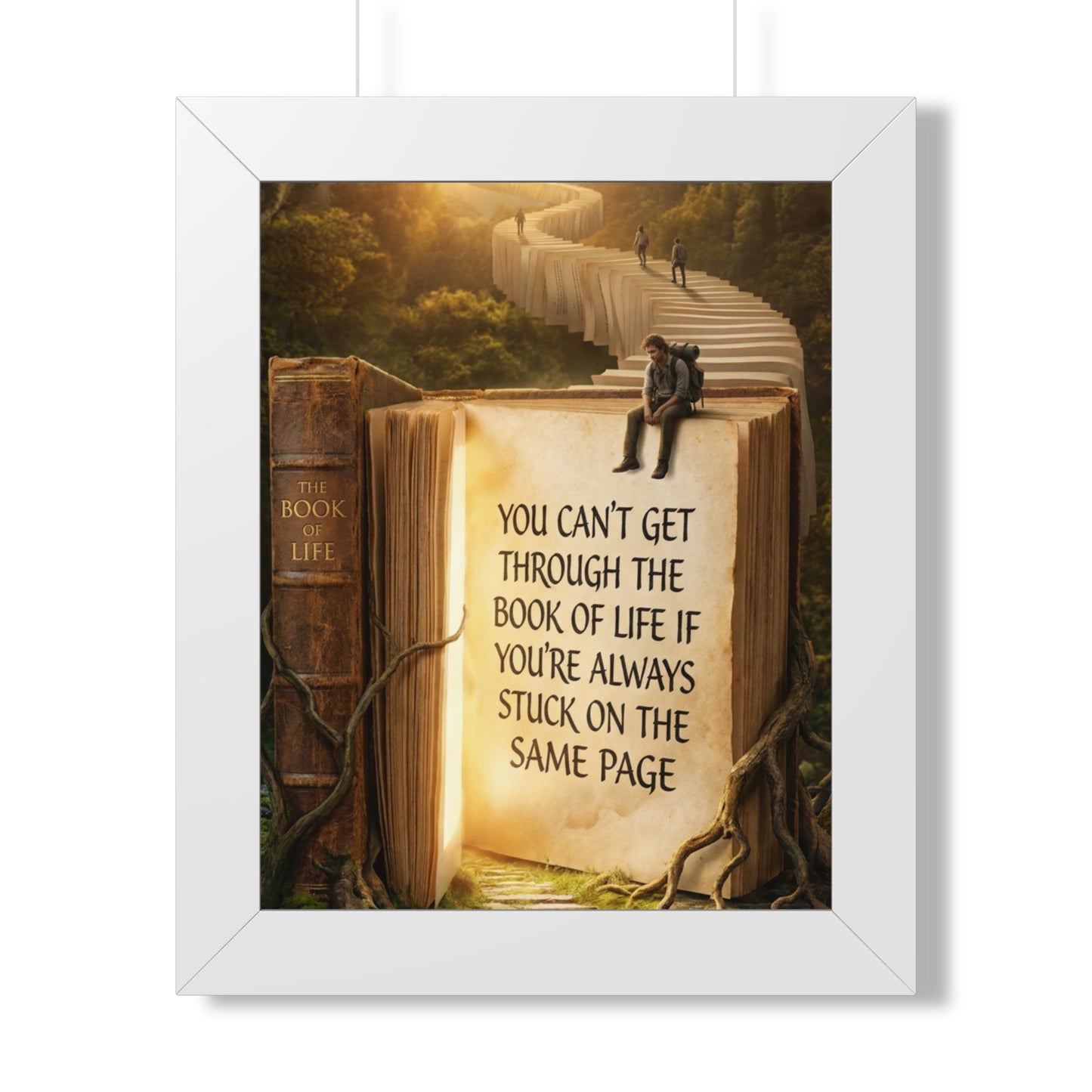 Inspirational Framed Poster - "You Can't Get Through the Book of Life"