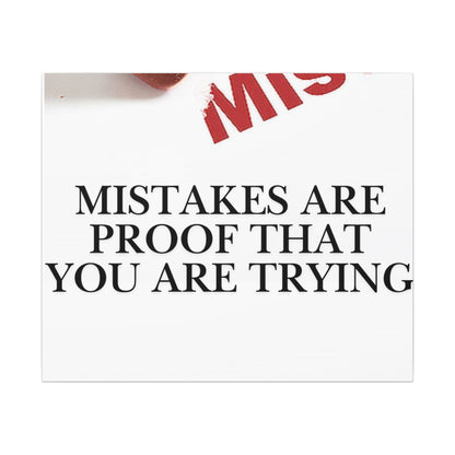 Motivational Canvas Print – "Mistakes Are Proof That You Are Trying" - Horizontal
