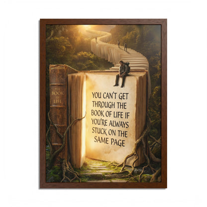Framed Poster — Inspirational "You Can't Get Through the Book of Life" Quote (Literary Decor)