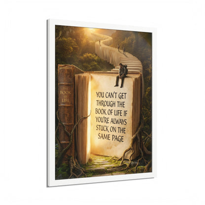 Framed Poster — Inspirational "You Can't Get Through the Book of Life" Quote (Literary Decor)