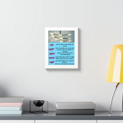 Framed Poster - Inspirational 'Who What When Where Why' Motivational Wall Art