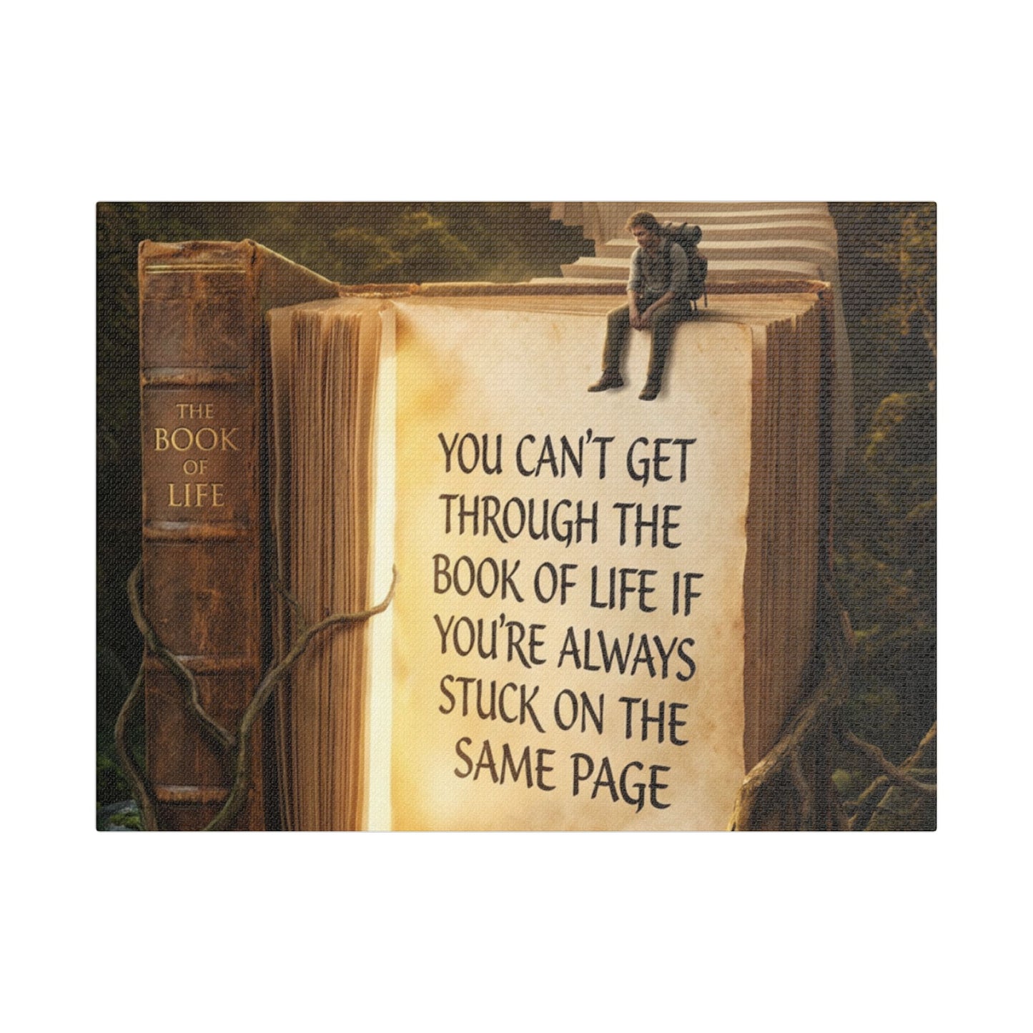 Inspirational Canvas Wall Art – "You Can't Get Through the Book of Life" Stretched Print