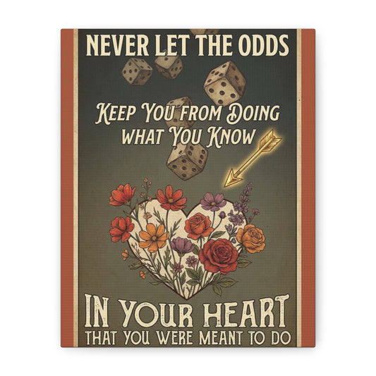 Inspirational Dice & Floral Heart Canvas