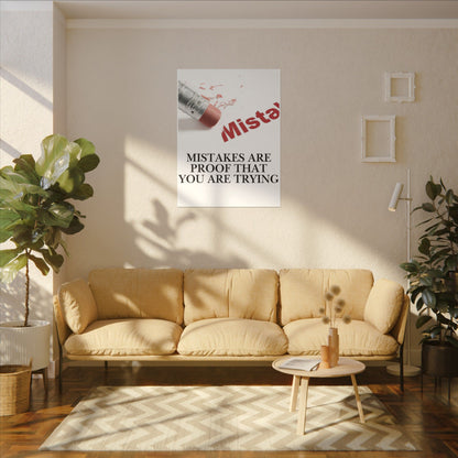 Inspirational Canvas Wall Art - "Mistakes Are Proof That You Are Trying" - Vertical