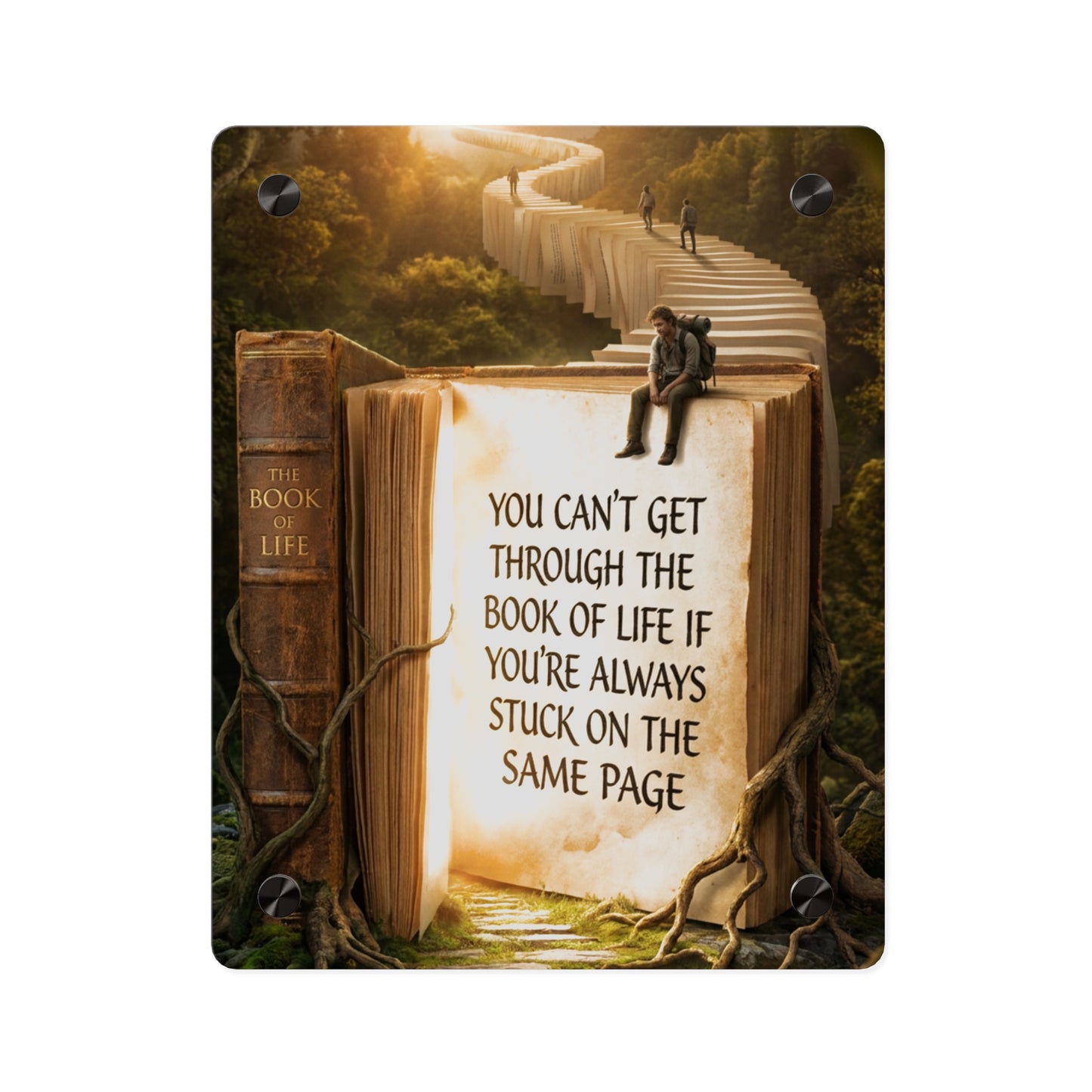 Acrylic Wall Art — "You Can't Get Through the Book of Life" Inspirational Quote Panel