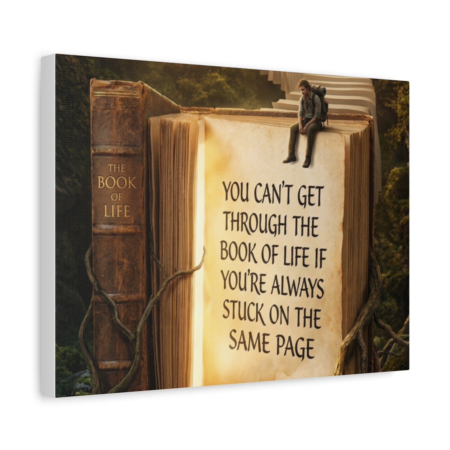 Inspirational Canvas Wall Art — "You Can't Get Through the Book of Life" Quote