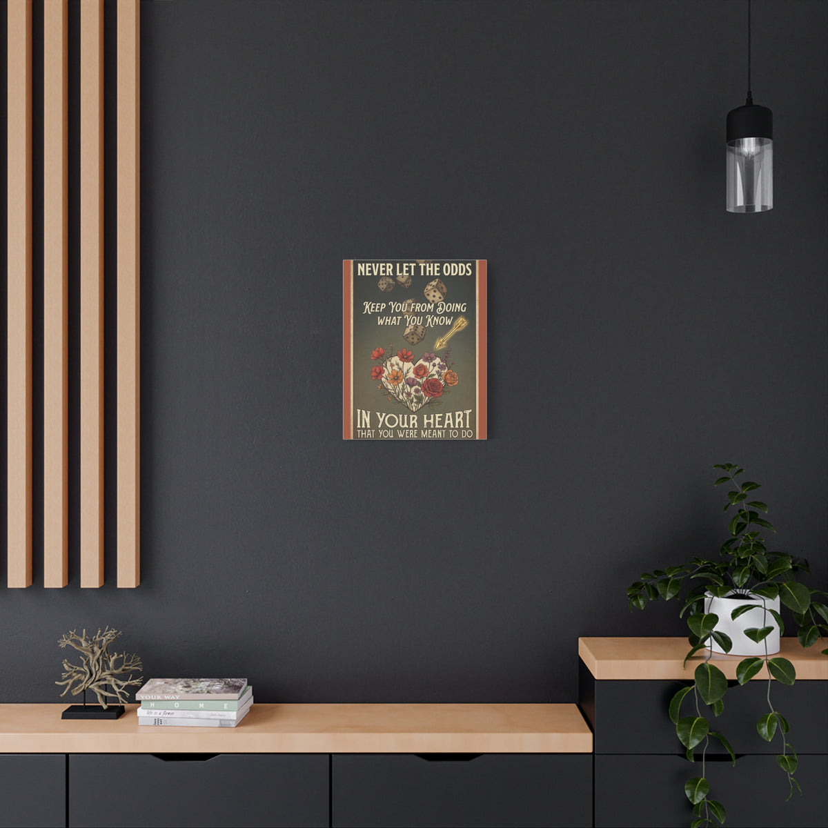 Inspirational Dice & Floral Heart Canvas