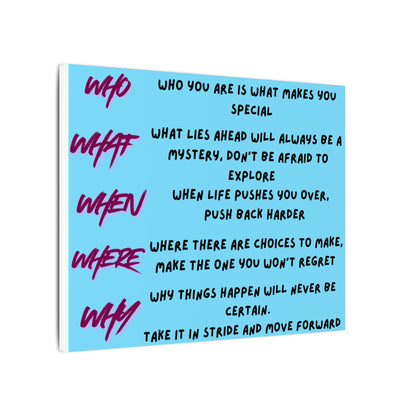 Inspirational 'Who What When Where Why' Matte Canvas Wall Art