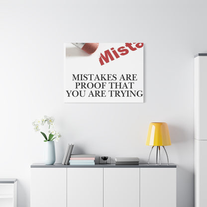 Motivational Canvas Wall Art – "Mistakes Are Proof That You Are Trying"