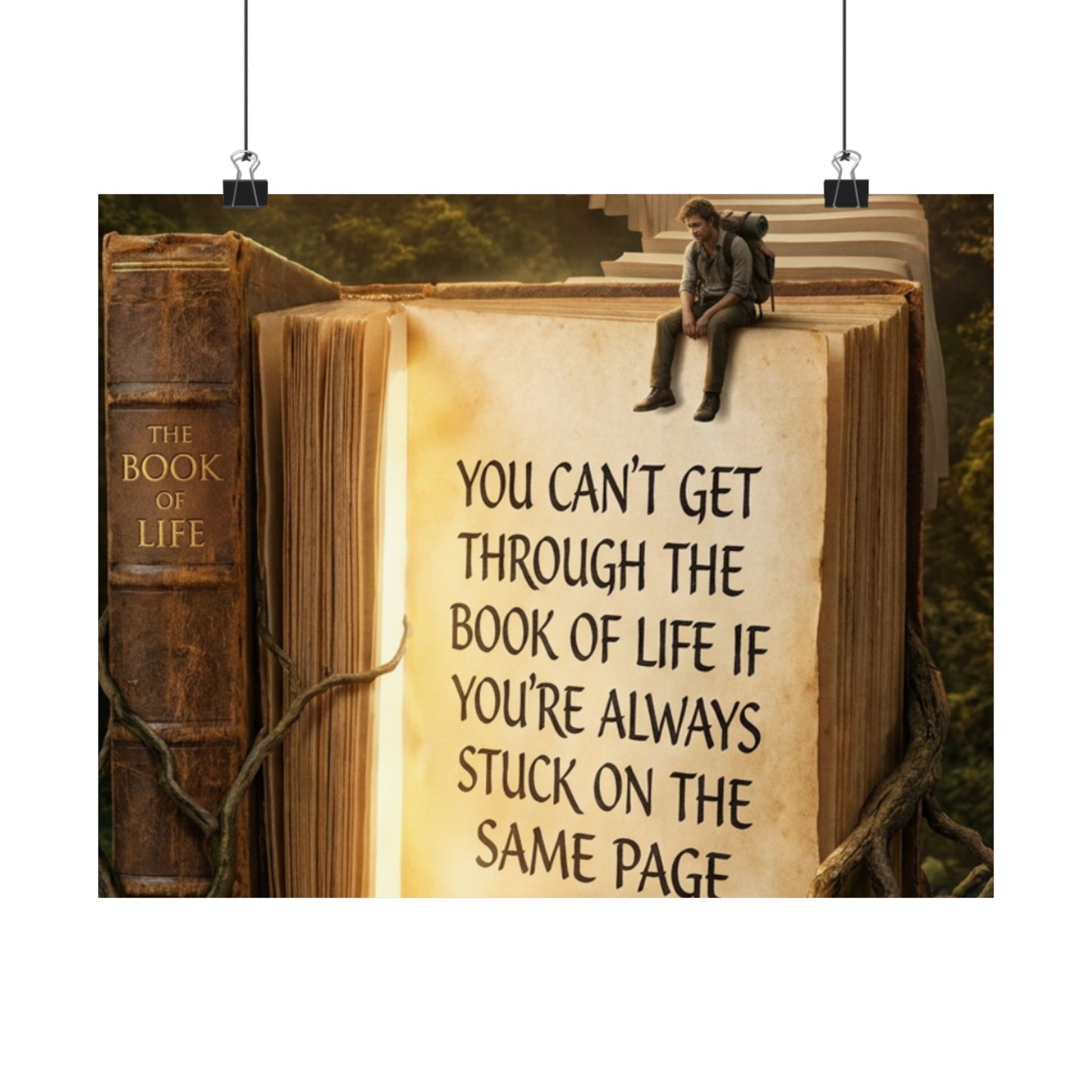 Inspirational Satin Poster — "You Can't Get Through The Book of Life" Quote
