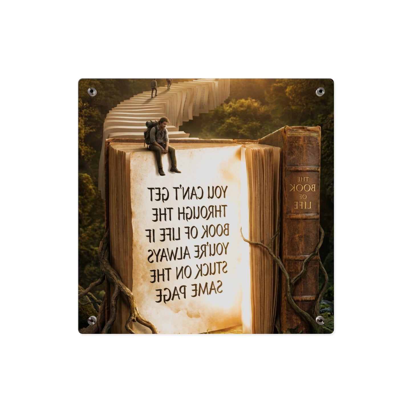 Acrylic Wall Art — "You Can't Get Through the Book of Life" Inspirational Quote Panel
