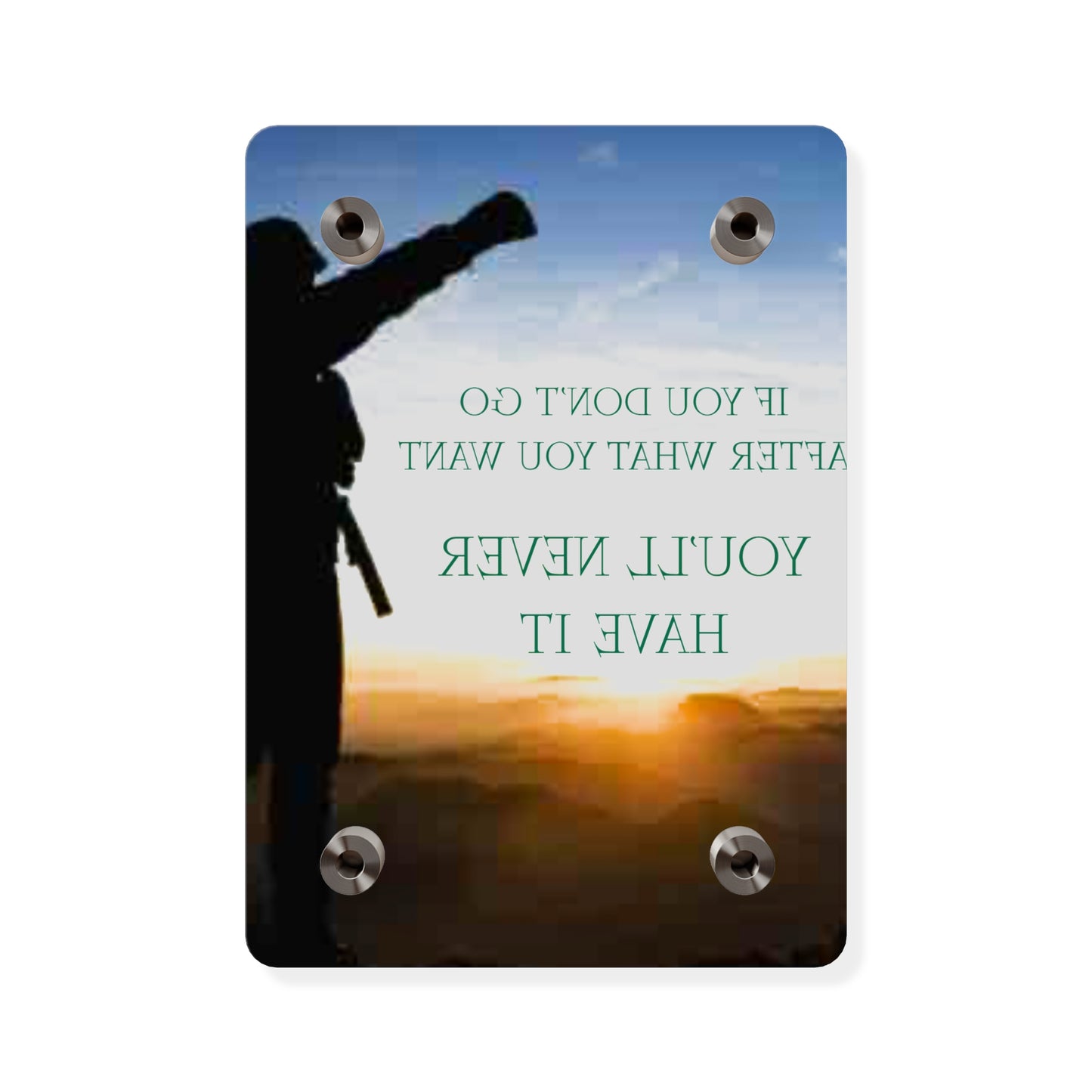 Acrylic Wall Art Panel — Motivational Sunset Quote “If You Don't Go After What You Want, You'll Never Have It”