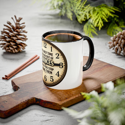 Inspirational Clock Quote Mug - "The Only Time You Run Out of Chances" Ceramic Coffee Cup
