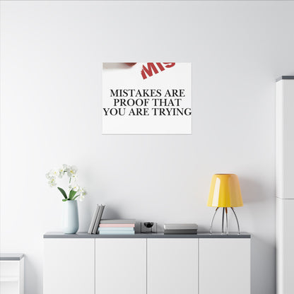 Motivational Canvas Print – "Mistakes Are Proof That You Are Trying" - Horizontal