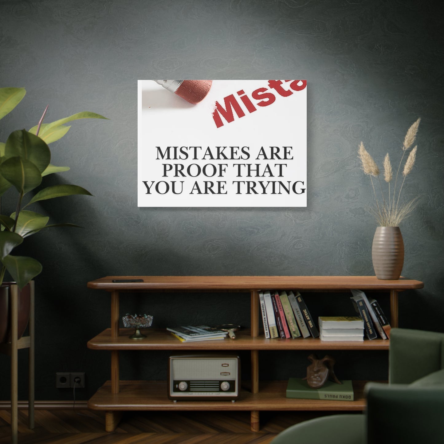 Motivational Canvas Wall Art – "Mistakes Are Proof That You Are Trying"