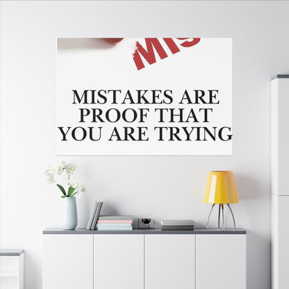Motivational Canvas Print – "Mistakes Are Proof That You Are Trying" - Horizontal
