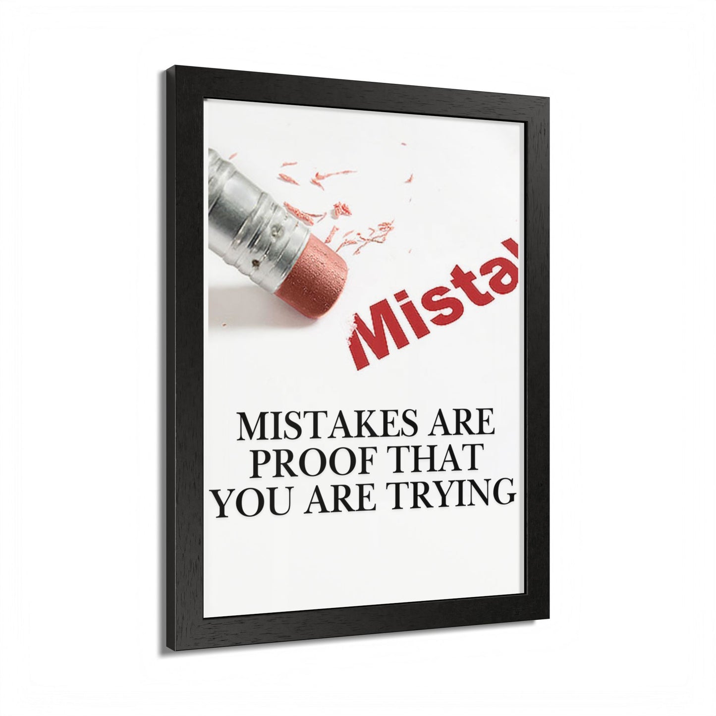 Motivational Framed Poster — "Mistakes Are Proof That You Are Trying" - (Vertical)