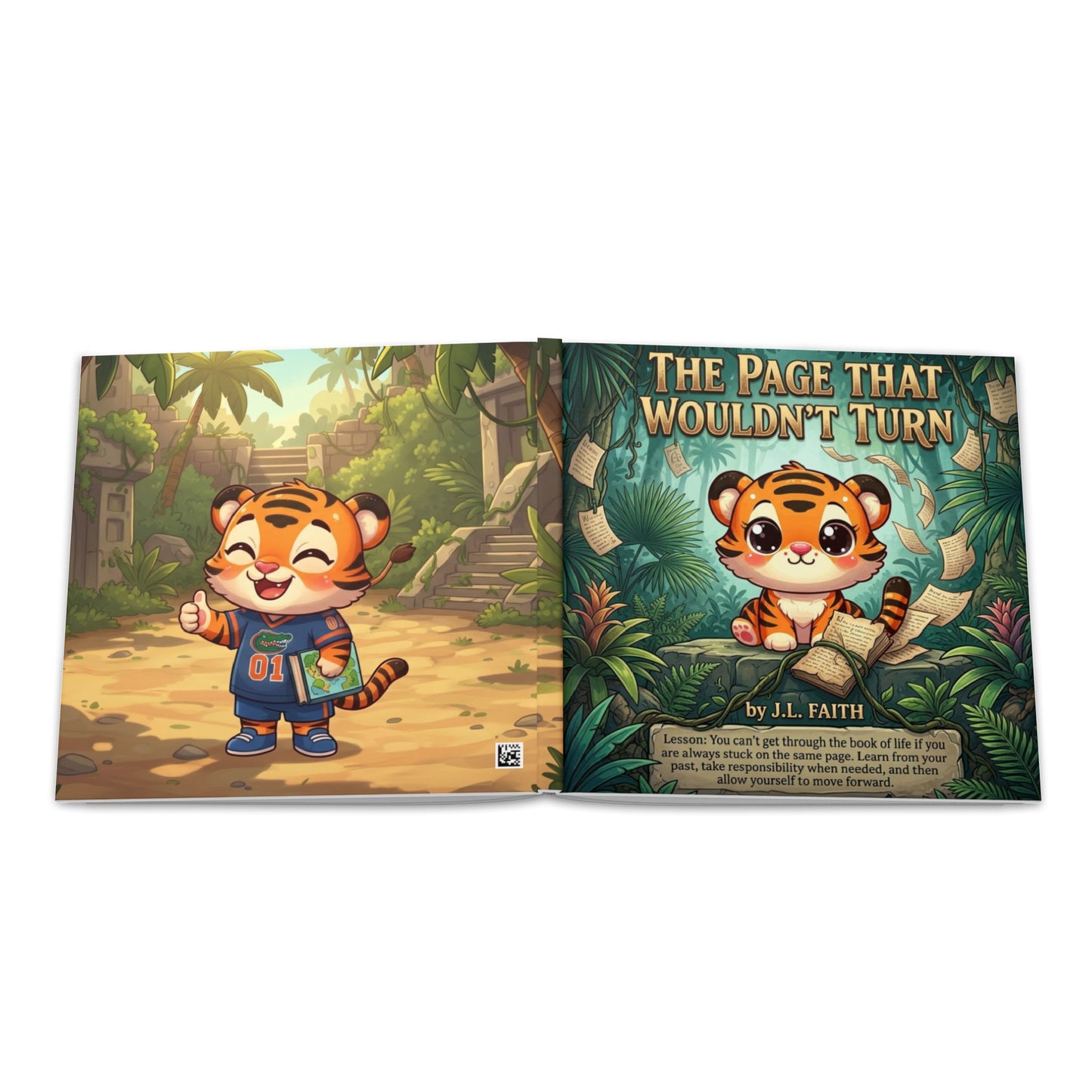 Hardcover Photo Book — "The Page That Wouldn't Turn" Children's Storybook (Cute Tiger Bedtime Adventure)