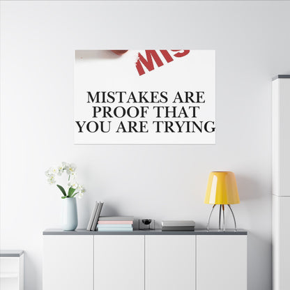 Motivational Canvas Print – "Mistakes Are Proof That You Are Trying" - Horizontal