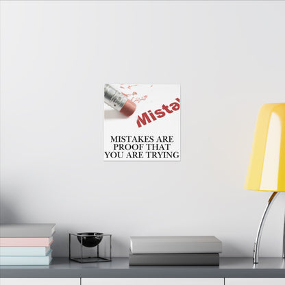 Inspirational Canvas Wall Art - "Mistakes Are Proof That You Are Trying" - Vertical