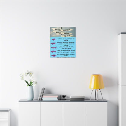 Motivational Directional Sign Canvas — 'Who What When Where Why' Inspirational Wall Art