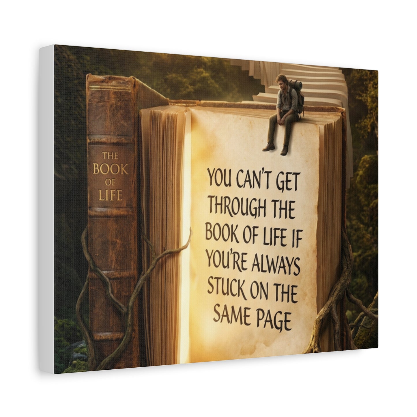 Inspirational Canvas Wall Art — "You Can't Get Through the Book of Life" Quote