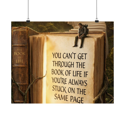 Inspirational Satin Poster — "You Can't Get Through The Book of Life" Quote