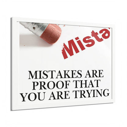 Framed “Mistakes Are Proof That You Are Trying” Motivational Wall Art (Horizontal)