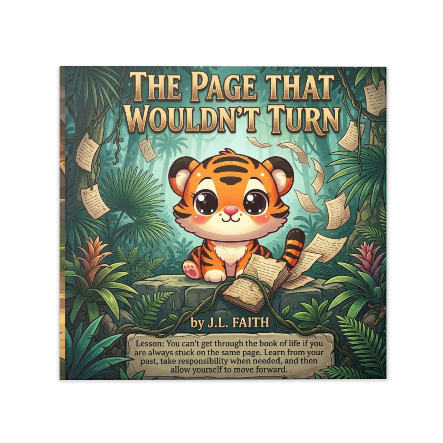 Hardcover Photo Book — "The Page That Wouldn't Turn" Children's Storybook (Cute Tiger Bedtime Adventure)