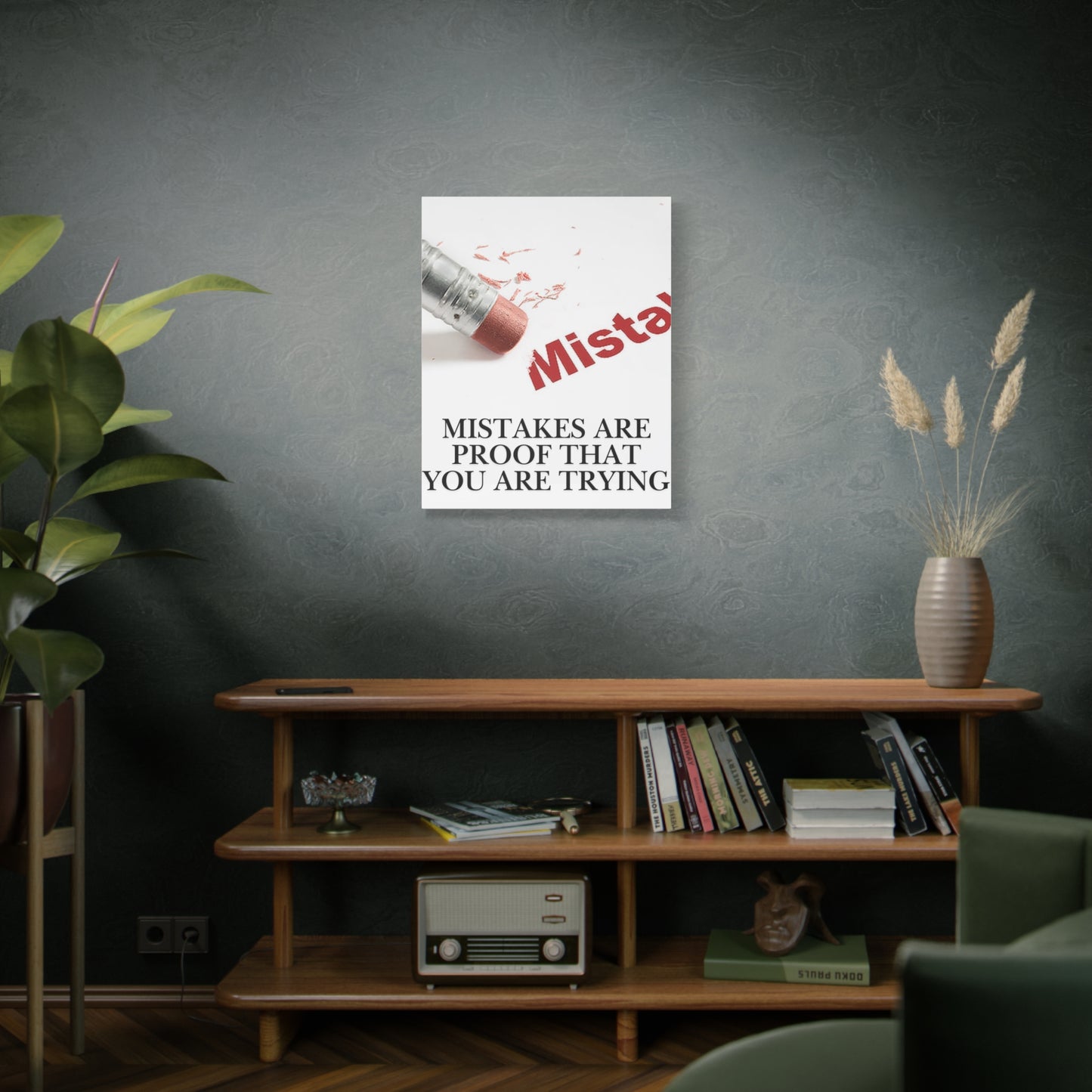 Mistakes Are Proof That You Are Trying — Matte Stretched Canvas Wall Art (Vertical)