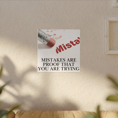 Inspirational Canvas Wall Art - "Mistakes Are Proof That You Are Trying" - Vertical