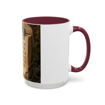 Inspirational Book Quote Mug — "You Can't Get Through the Book of Life if You're Always Stuck on the Same Page" (11oz/15oz)