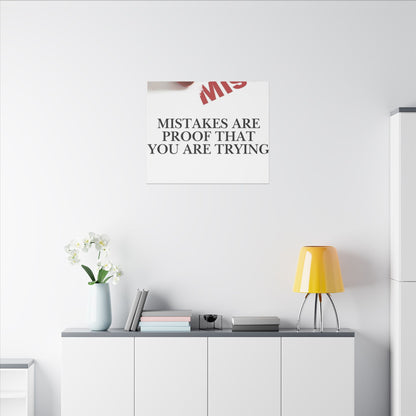 Motivational Canvas Print – "Mistakes Are Proof That You Are Trying" - Horizontal