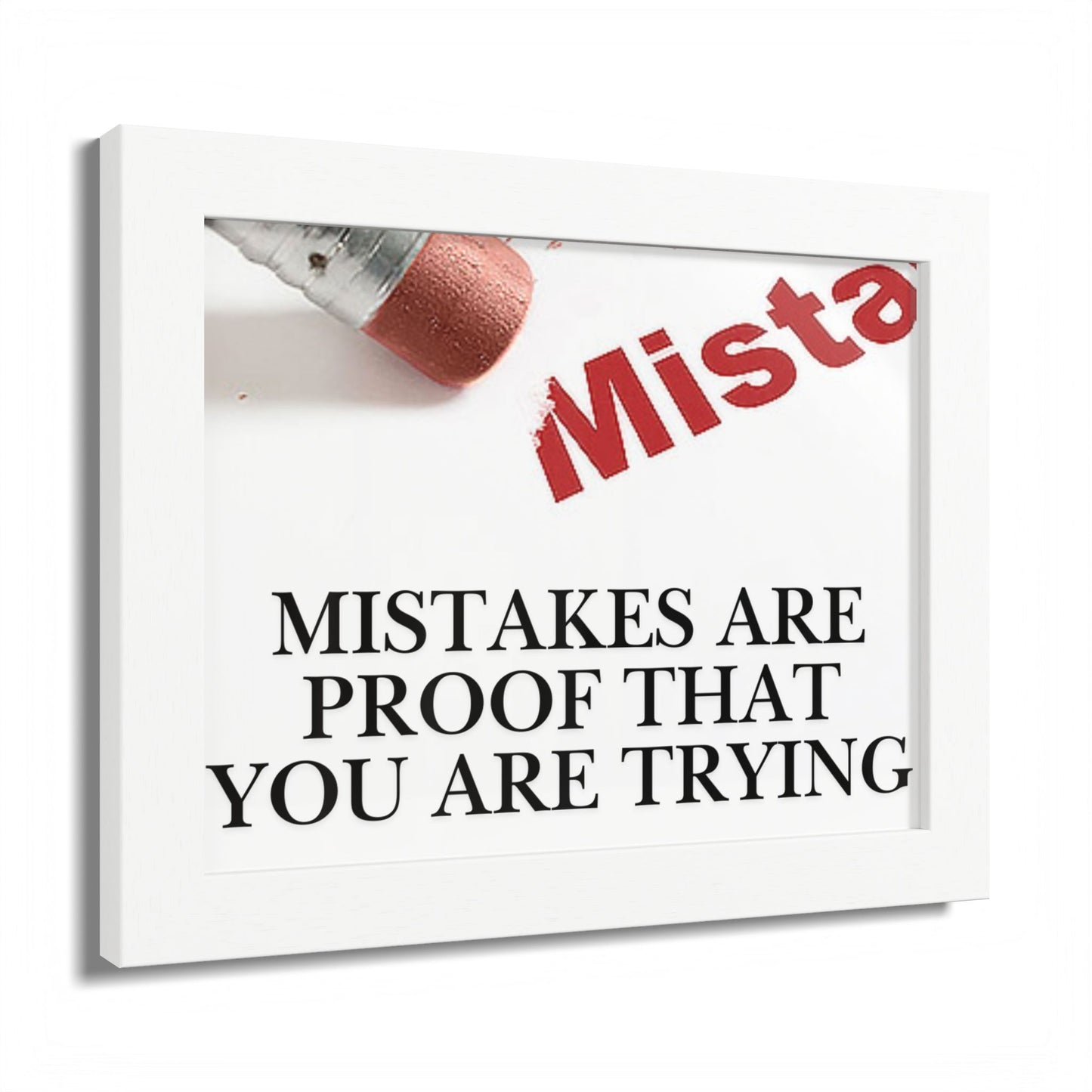 Framed “Mistakes Are Proof That You Are Trying” Motivational Wall Art (Horizontal)