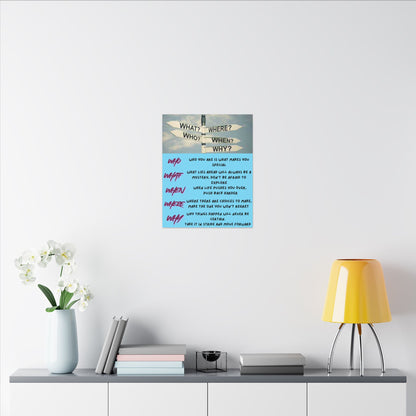 Motivational Directional Sign Canvas — 'Who What When Where Why' Inspirational Wall Art