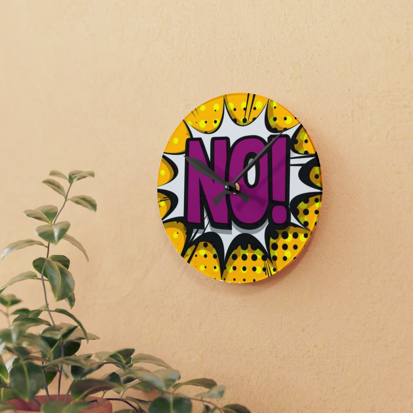 NO! Pop Art Acrylic Wall Clock