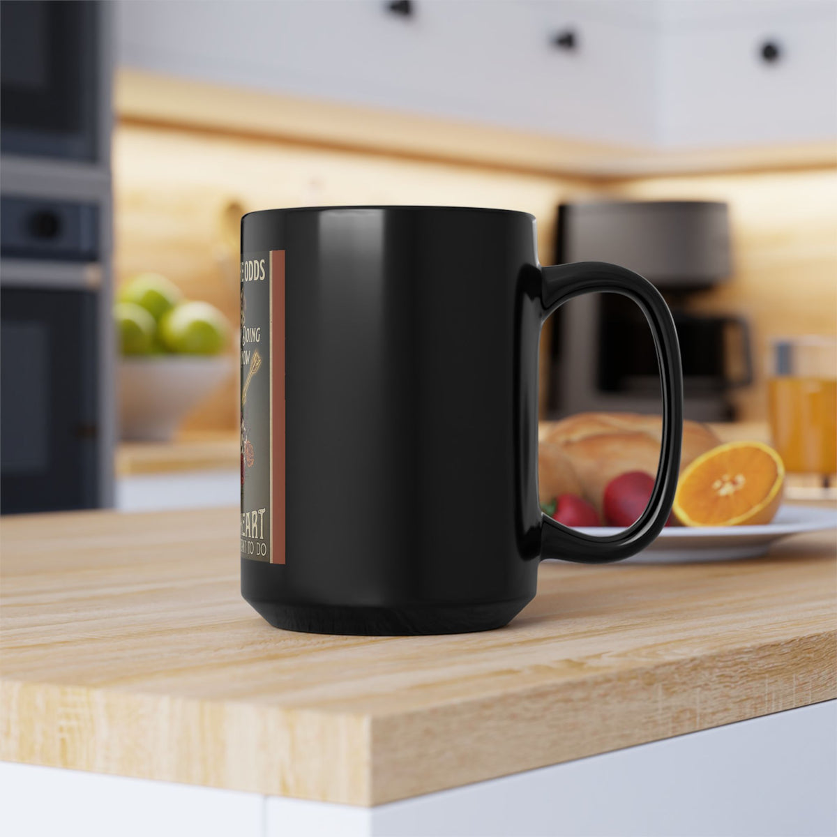 Inspirational Black Mug — “Never Let the Odds…” Floral Quote (11oz/15oz)