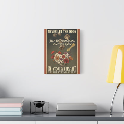 Inspirational Dice & Floral Heart Canvas