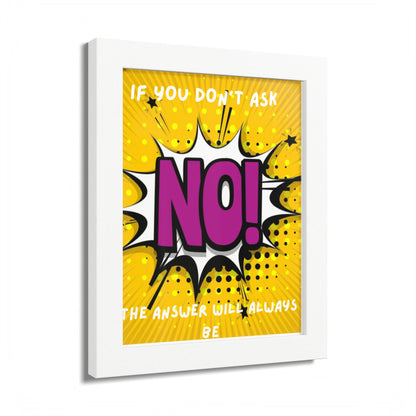 Framed Poster — Pop Art "NO!" Motivational Quote Wall Art
