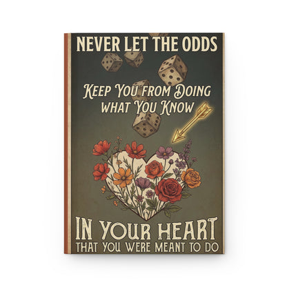 Never Let the Odds Floral Heart Hardcover Journal – Inspirational Lined Notebook